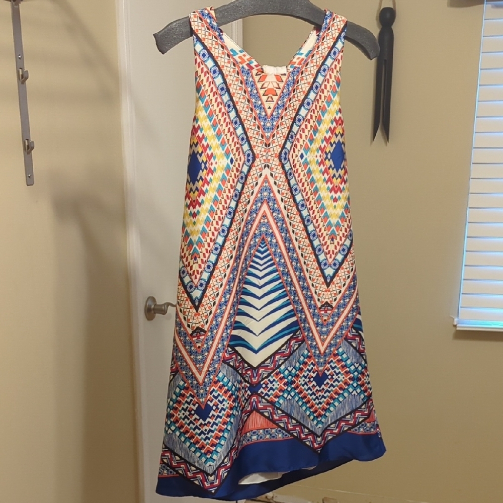 Multicolor Geometric Pattern Dress